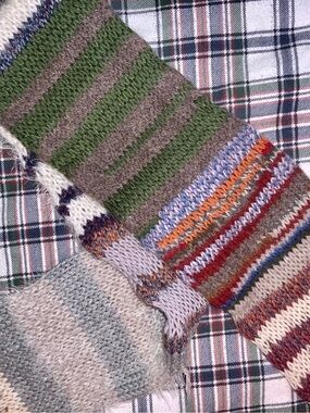 handmade scarf striped stripey scrap scrappy hand knit knitted stripe